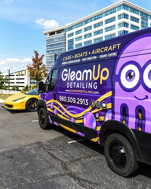 Mobile detailing at a car event providing on-site cleaning services